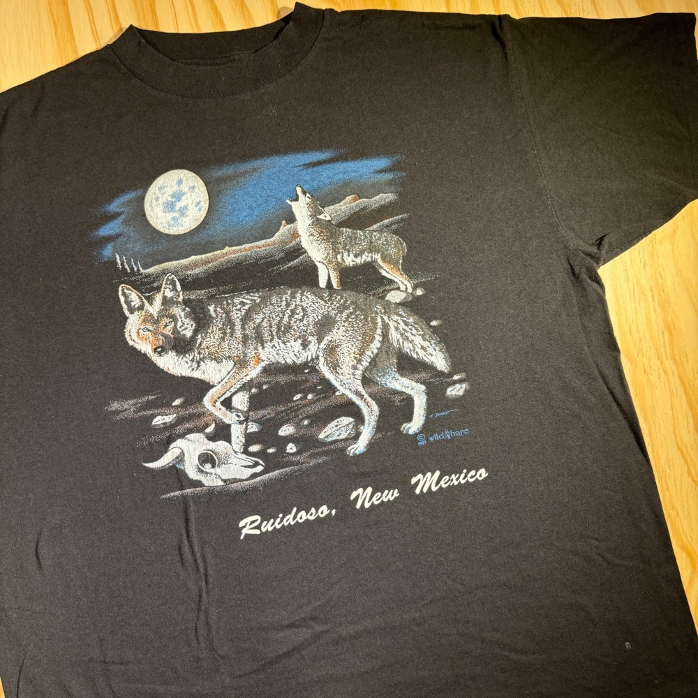 Vintage‎ 1991 Wild Hare Wolf Ruidoso New Mexico T Shirt Size XL Delta  Black